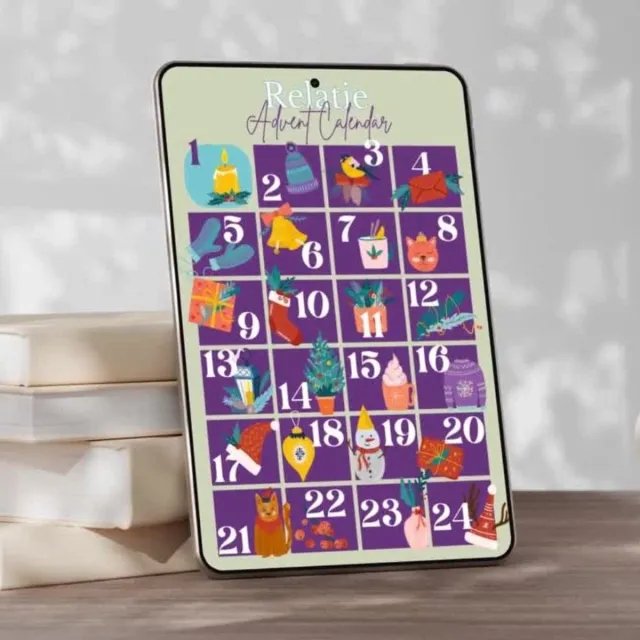 Je Leven in Balans Relatie Adventskalender - Relatie Adventskalender - Relatie versterken - Met partner of alleen - Kerst - Digitaal - Interactief Bruin