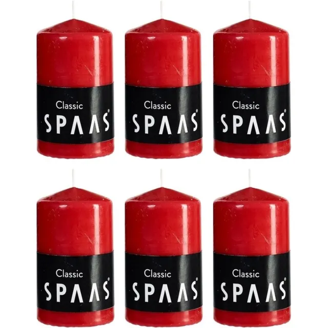 SPAAS Cilinderkaars/stompkaars - rood - 6x - 6 x 10 cm - 25 branduren - horeca kaarsen