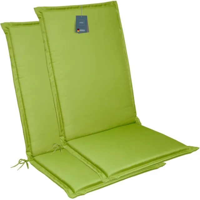 Famanu Tuinstoelkussens set van 2 voor hoge rugleuningen, comfortabele appelgroene kussens voor tuinmeubelen en klapstoelen