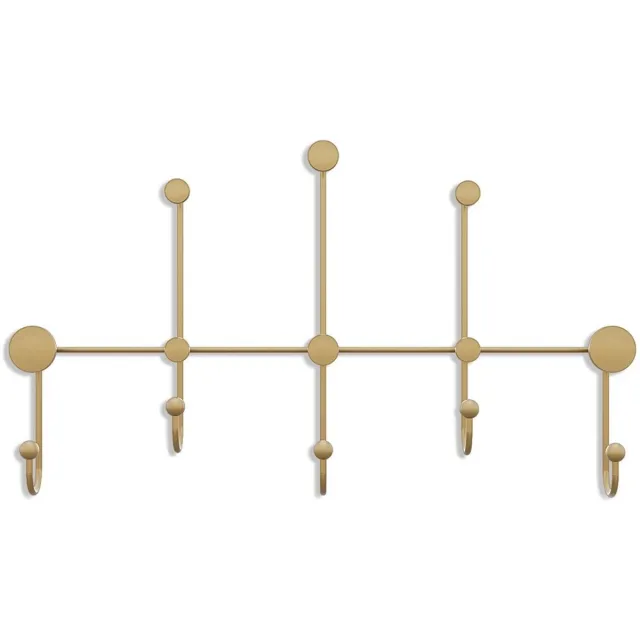 CaliCosy Kapstok voor aan de muur met 8 haken in goudkleurig metaal H45 cm – IYON