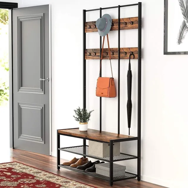Bobbel Home Garderoberek 3 In 1 - Industrieel - Donkerbruin Zwart