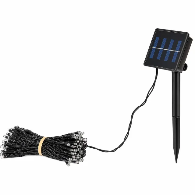 Mevaz Kerstverlichting Solar Buiten – 100 LED Lampjes – 12,9 Meter – Warm Wit – 8 Lichtstanden – Op Zonne-energie – Inclusief Zonnepaneel – Tuinverlichting – Kerstdecoratie