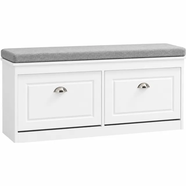 Prime Homely Prime Home Schoenenkist - Schoenenopbergbank - Schoenenbank - Met zitkussen - 2 kleppen - 104 x 52 x 24cm - Wit