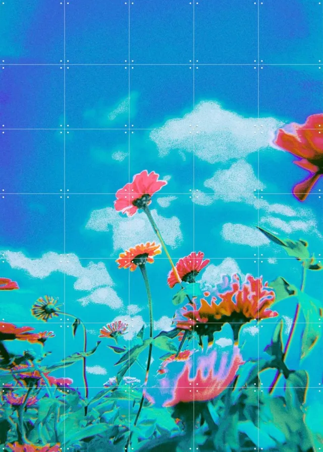 IXXI Take a Breath, Amber Lauder - 100 x 140 cm - Grote wanddecoratie en posters - Gemengde Technieken, Gang, Wilde Bloemen Blauw