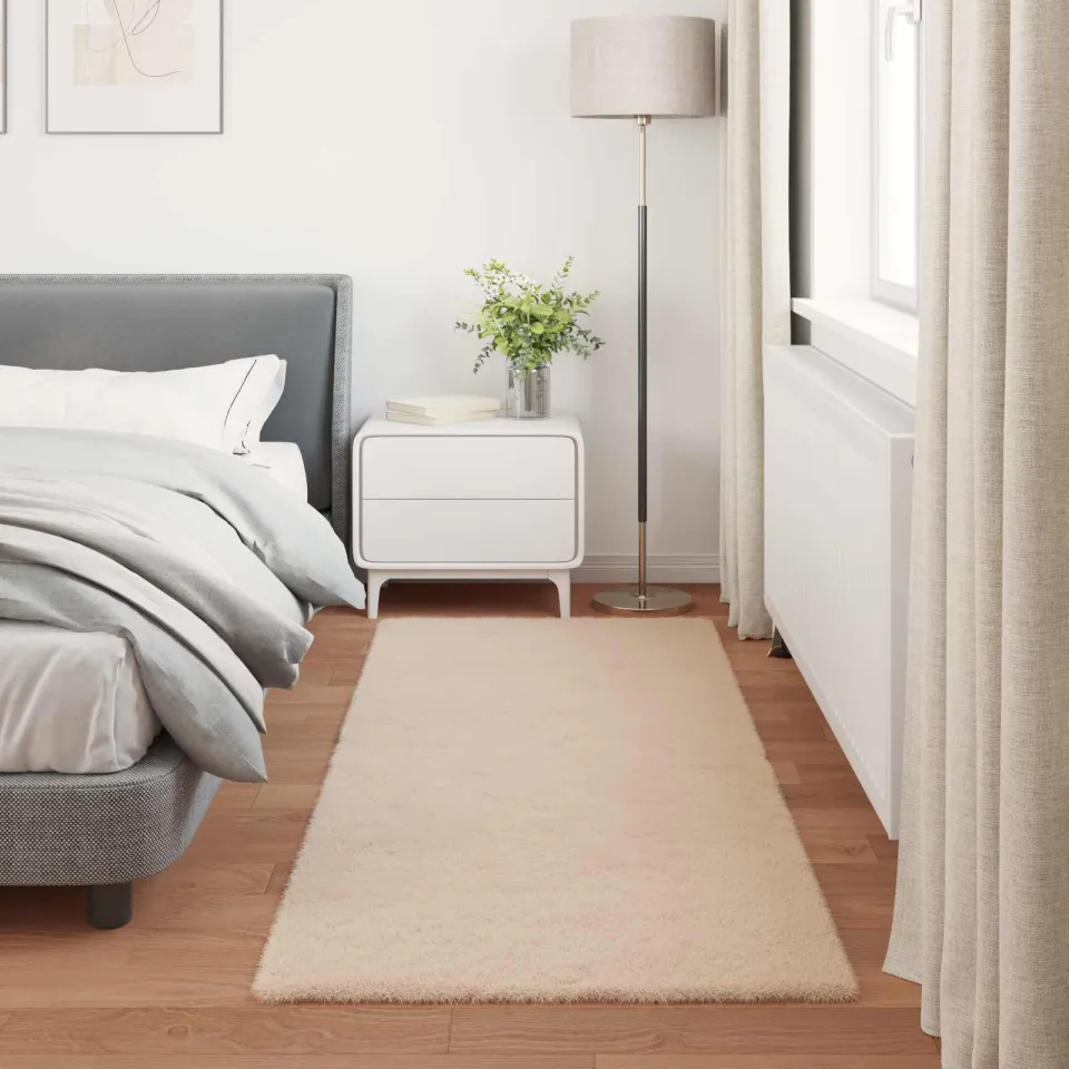 vidaXL Antislip vloerkleed van imitatie konijnenbont OLITE Taupe, foto 3