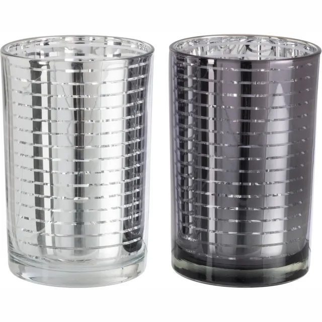 J-Line Windlicht | glas | zilver | 12x12x (h)18 cm