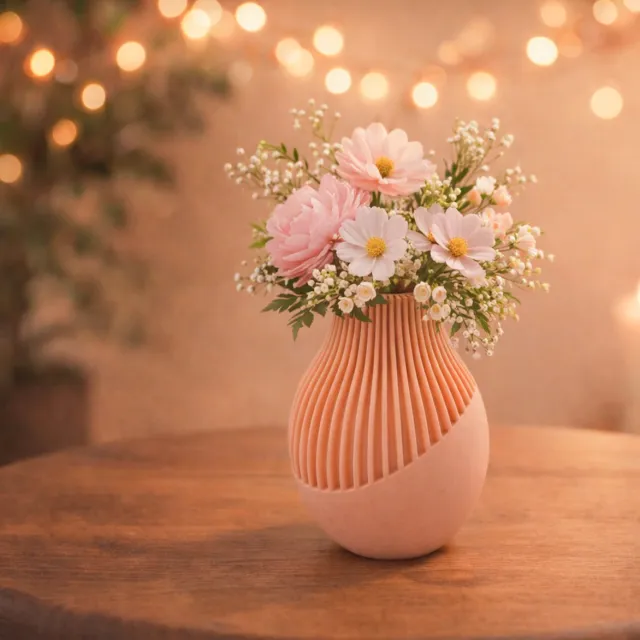 Lovora Ayra organische vaas – Decoratieve vaas - Zwart - 3d geprinte vaas – geschikt voor droogbloemen - 20CM