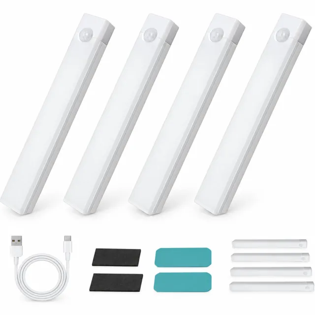 VHV Lamp - 4 Stuks Boorvrije Bewegingssensor LED en - Magnetische Oplaadbare Slimme Lamp Binnen, Warm Wit 10 cm/3,9 inch
