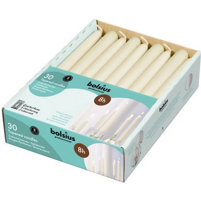 Bolsius Gotische kaarsen | Ivoor | 30 stuks | Omdoos 4x
