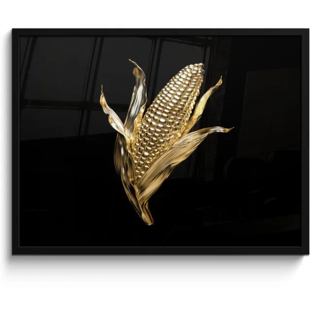 FrameYourWall Fotolijst inclusief poster - Posterlijst 70x50 cm - Posters - Mais - Eten - Goud - Zwart - Foto in lijst - Keuken decoratie muur - Wanddecoratie accessoires - Muurdecoratie - Schilderijen