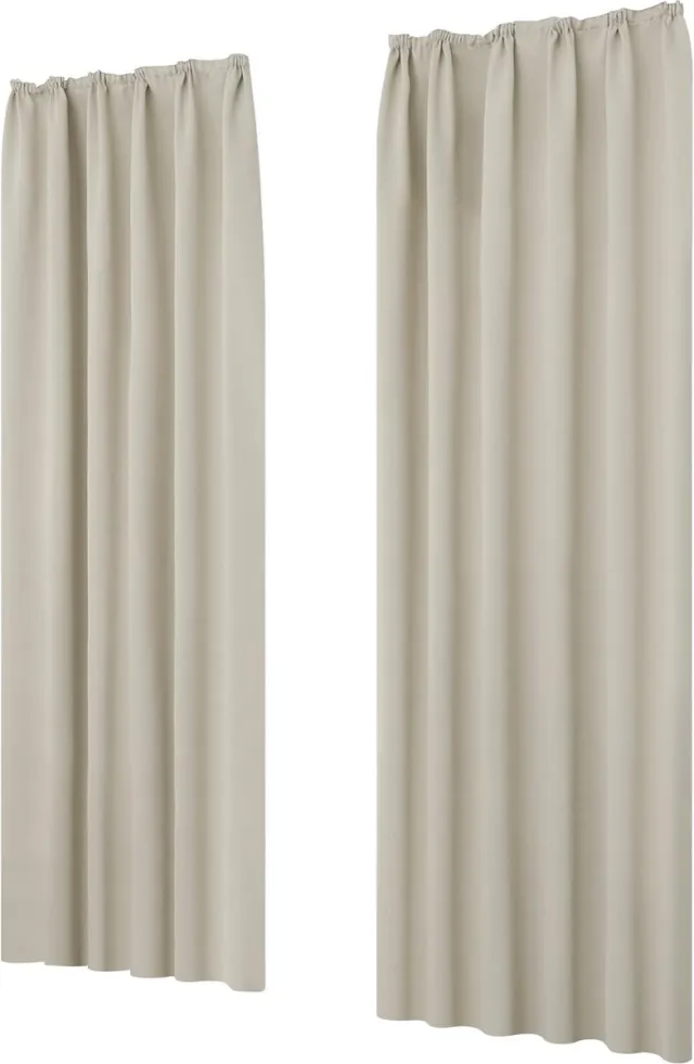 Luxiba Verduisteringsgordijnen met thermische isolatie, plooiband, ondoorzichtig, crème, 245x140 Creme