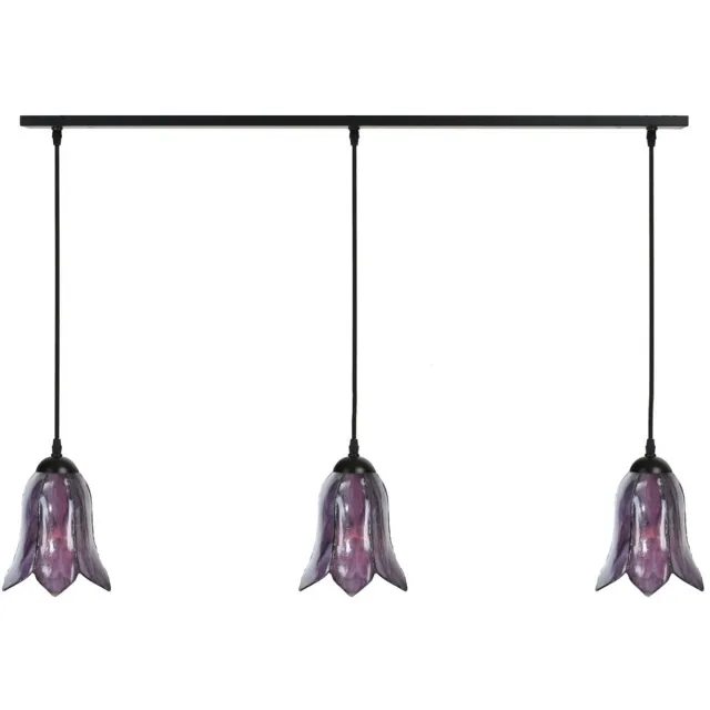 Coloured by Art 3 x Tiffany Gentian Purple lampen aan plafondbalk - Art Deco Trade Paars
