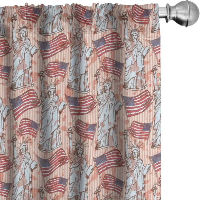 ABAKUHAUS Gordijnen 2-delige set koraal multicolor 75x175 cm – microvezel Koraal Meerkleurig