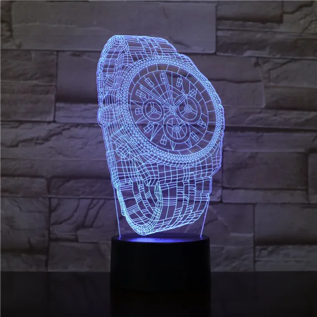 MC Living 3D Led Lamp Met Gravering - RGB 7 Kleuren - Horloge