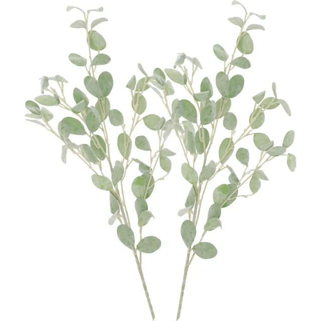 DK design Kunstbloem Eucalyptus tak Real Touch - 2x - 90 cm - lichtgroen - losse steel - Kunst zijdebloemen