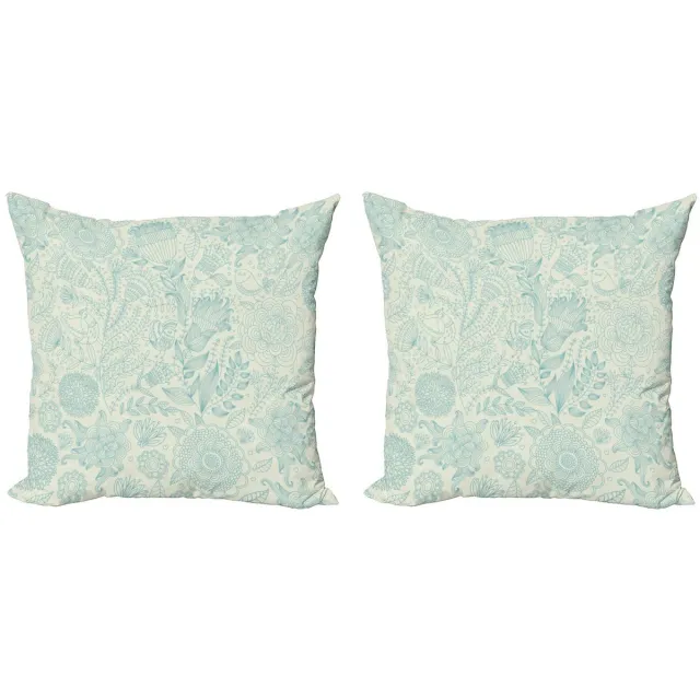 ABAKUHAUS Kussenhoezen Set – 2x45x45 cm – Dubbelzijdig bedrukt – Bloemen multicolor Hellgroen