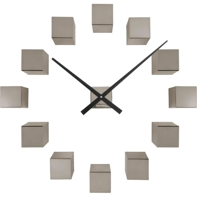 Karlsson Wandklok Diy Cubic Metallic - Grijs - 40x5.5x40cm - Wandklok Scandinavisch