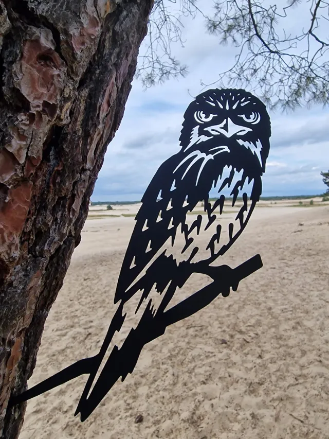 Wondersathome Metalen Boom Prikker - Boom Steker - Uil - Owl - Uiltje - Metalen Vogel - Tuin Vogel - Tuin Hanger - Tuindecoratie - Metal Bird - Garden Ornament Zwart Uiltje