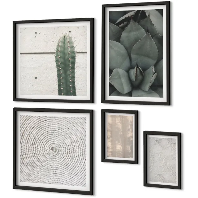 Coloray 5-Delige Schilderij Set - Zomerse Texturen Van Dichtbij In Een Tropisch Klimaat - 50 x 50 cm, 20 x 30 cm En 40 x 60 cm - Decoratieve Schilderijen - Woonkamer - Interieur - Stijlvolle Muurdecoratie Zwarte lijst
