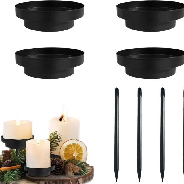 Famanu Set van 4 kaarsenhouders voor adventskrans in zwart, 2-in-1 kaarsenhouder met afneembare kaarsensteker