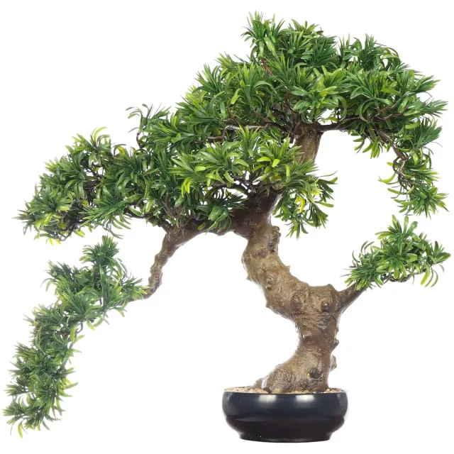 Kunstpalm Kunst Bonsai Boom 60 cm | Groen | Kunst Bonsai Boom - Nep Bonsaiboom - Decoratieve Kunst Bonsai boom Donkergroen