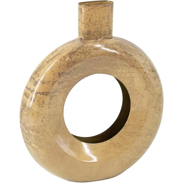 homebound by ky Vaas metaal donut peach | bloemenvaas | donut vaas Goud
