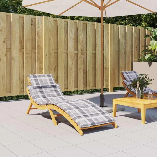 vidaXL Ligbedkussen 186x58x4 cm oxford stof ruitpatroon grijs Meerkleurig