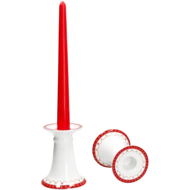 MamboCat Set van 2 Christmas Dream kandelaars hoogte 10,7 cm gemaakt van porselein Kerstversieringen