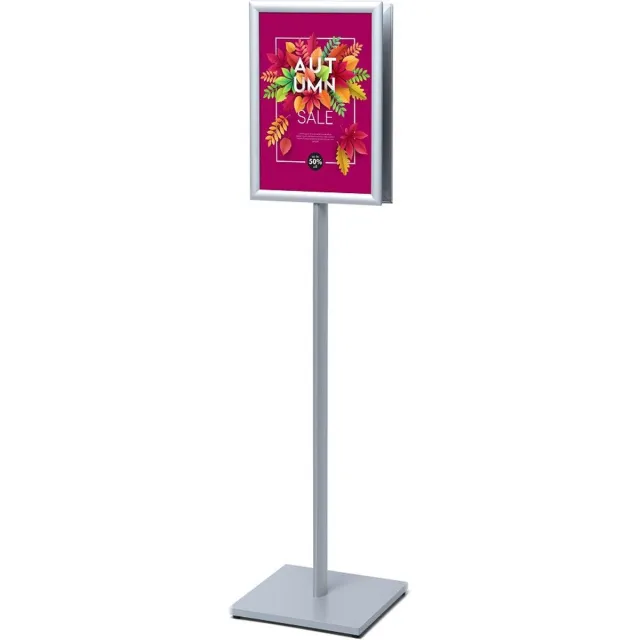 Syna Catching Posterstandaard A3 Rechte Hoeken 25 mm Dubbelzijdig - Syna CAPOA3G25D Zilver