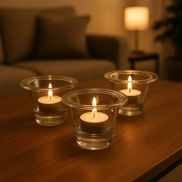 Yong Solide Horeca Theelichthouders / Waxinelichthouder Yong - Transparant - Glas - Ø 8.5 x 8 cm - Set van 6 - Kaarshouder