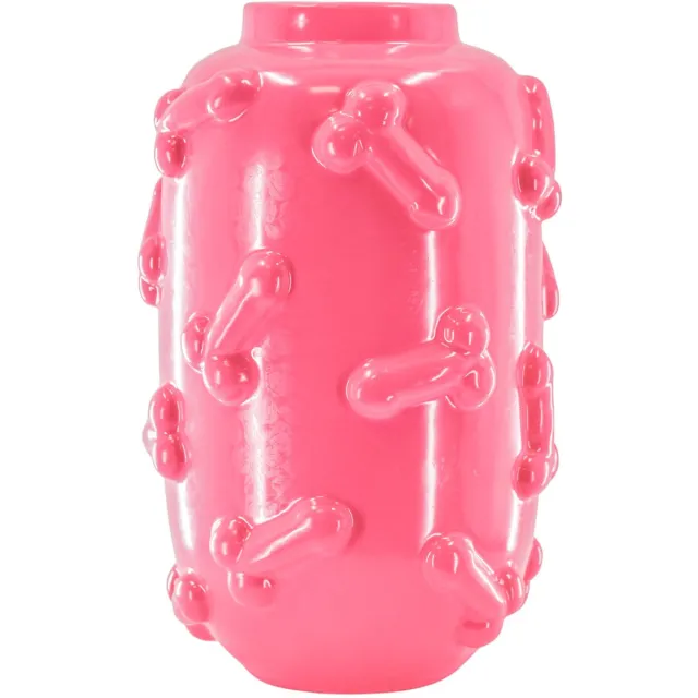 Housevitamin Vaas - Bloemenvaas - Piemels - Keramiek - 17x17x27cm - Fluor Roze.