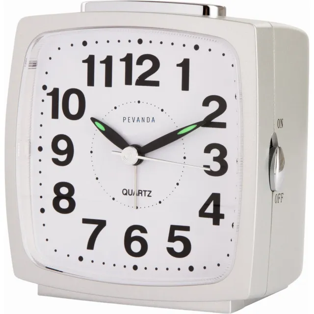 Pevanda T0310S T49 SILVER - Wekker - Analoog - Stil uurwerk - Snooze - Kunststof - Zilverkleurig