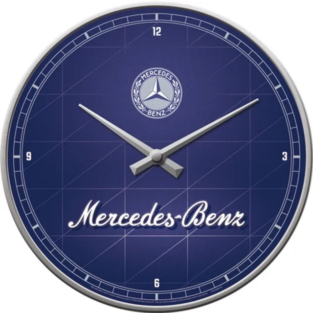 Nostalgic Wandklok Mercedes-Benz - Silver & Blue multi