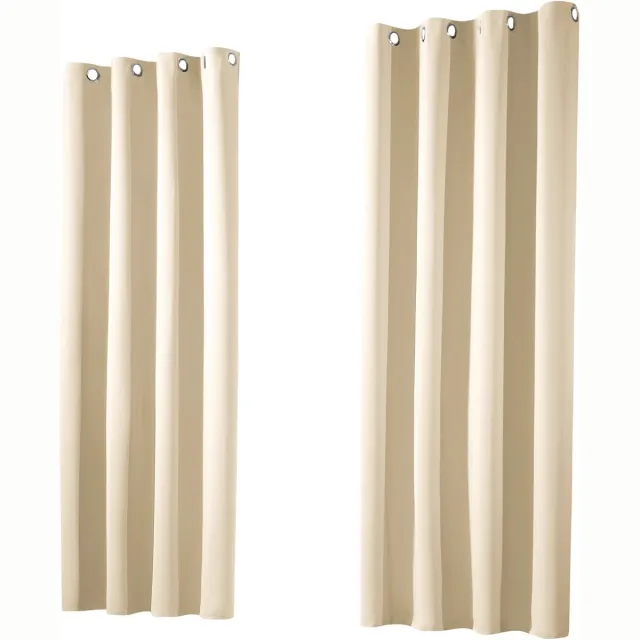 Famanu Thermo verduisteringsgordijn met inslagringen, isolerend en geluidsdempend, ondoorzichtig, crème, H x B 245 x 135 cm, ideaal voor gezond wonen