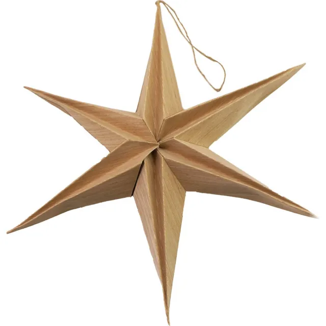 Stern fabrik kerstster decoratie - bruin - 40 cm - eco - papier - 6 punten - hangend