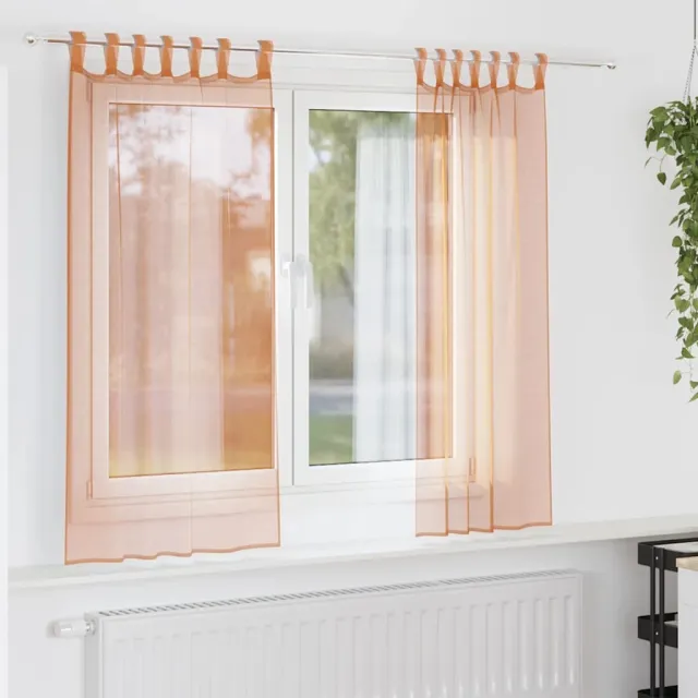 vidaXL Voile gordijnen met lussen 2 st terracotta 140x140 cm Bruin