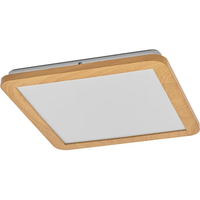 Osram ORBIS Disc wand-/plafondlamp met LED, houtdecor, 22W, 1800lm, 3000/4000K, verstelbaar via wandschakelaar met Click CCT, 30x30cm, IP44 bescherming voor badkamers, inclusief schroeven/pluggen Houten decor