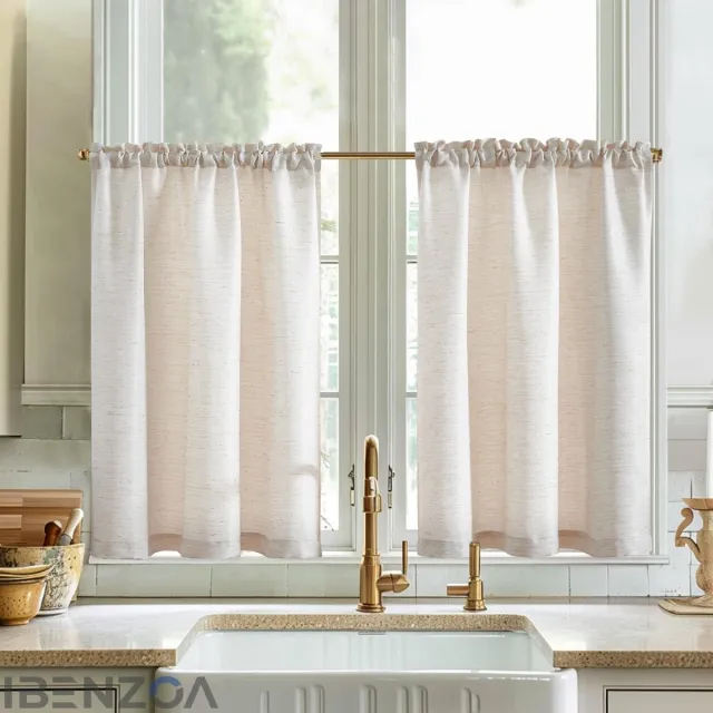 Ibenzoa Vitrage - Beige - 90 x 115 cm - Polyester