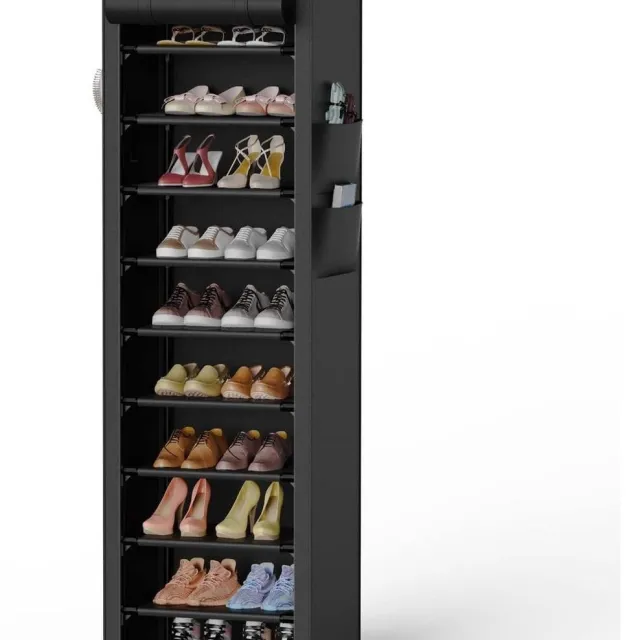 RFWR Schoenenrek met 10 niveaus voor 20-22 paar schoenen - Ruimtebesparend en flexibel ontwerp zwart