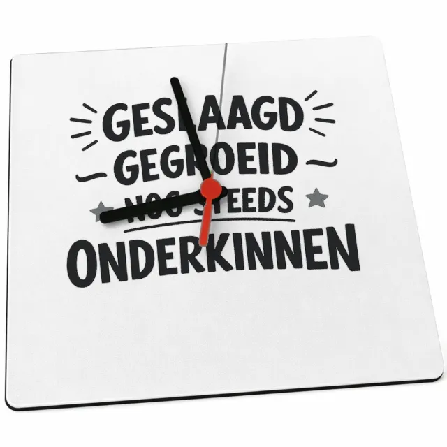 Mr Cadeautjes Klok 19 x 19 - design Grappige woordspeling voor een energiek cadeau-item met een | cadeau Wit
