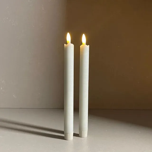 Bøsta Living Furu LED dinerkaarsen set met bewegende vlam – echte wax – Beige - Afstandsbediening - Timer Cool beige
