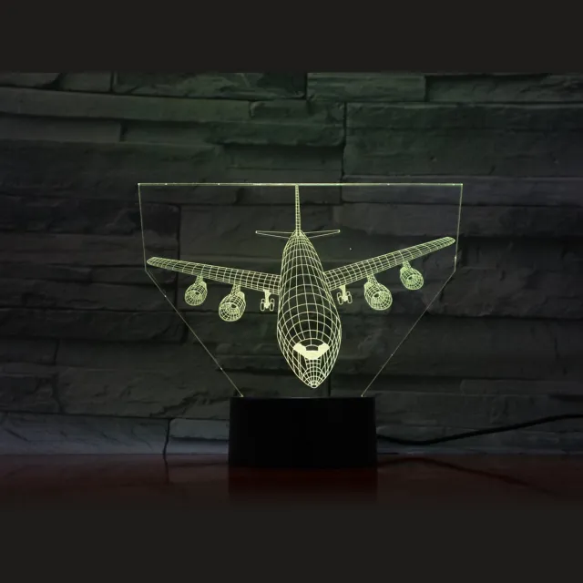 MC Living 3D Led Lamp Met Gravering - RGB 7 Kleuren - Vliegtuig