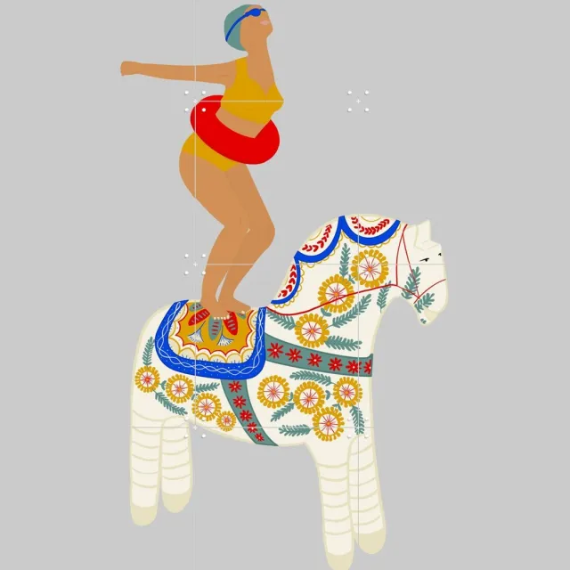 IXXI Little Pony, Jota de Jai & Various - 60 x 80 cm - Grote wanddecoratie en posters - Cartoonesk, Kleurrijk, Illustraties, Digitale Kunst, Speels Wit