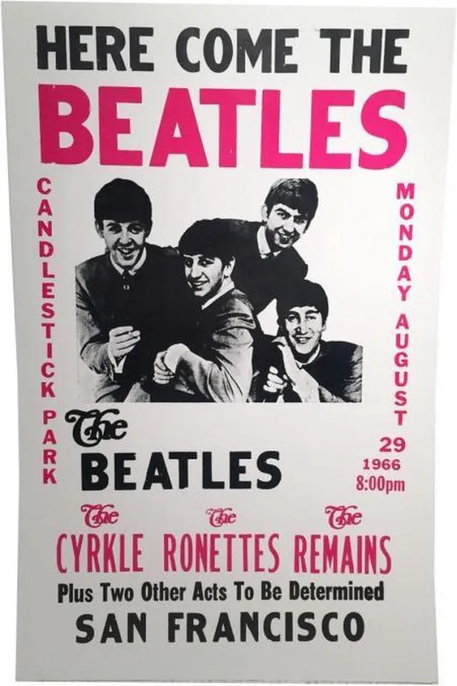 The Beatles Here Come The Beatles Candlestick Park San Francisco Replica Poster Wit