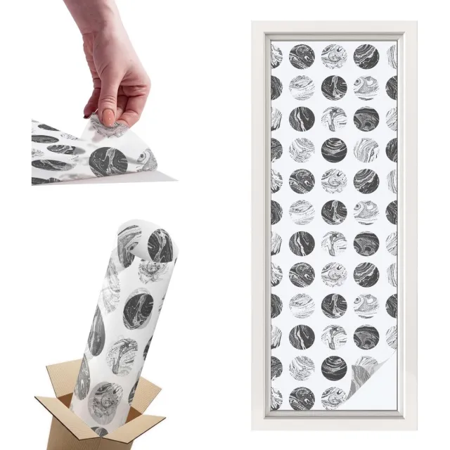 TULUP Raamfolie Anti inkijk - Marmeren elegantie Privacy Folie Raam - 50x146 cm - Wit Anti inkijk Folie - Raamfolie Tegen inkijk Glas in Lood - Voor de hal, voor het kantoor, voor een moderne slaapkamer - Raamfolie Zonwering Wit - Marmeren elegantie