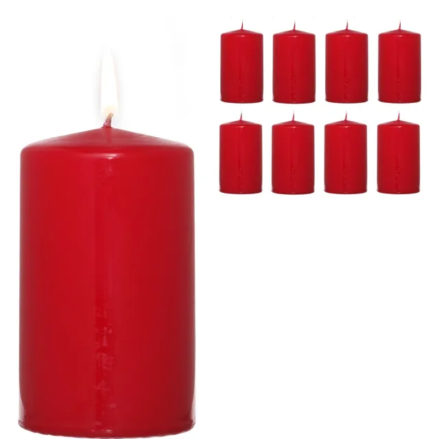 Candelo 8-delige set premium kaarsen Kerst Ambiente stompkaarsen – rood – 4,8 cm x 8 cm – kerstkaarsen voor adventskrans – adventkaars kerstdecoratie Rot