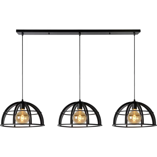 Lucide DIKRA - Hanglamp - Ø 40 cm - 3xE27 - Zwart