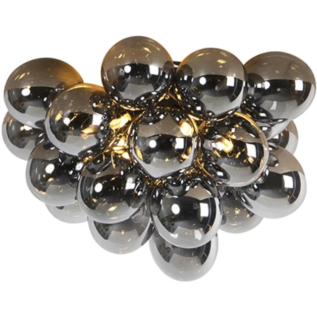 QAZQA uvas - Design Plafondlamp - 6 lichts - Ø 500 mm - Zwart - Woonkamer | Slaapkamer | Keuken