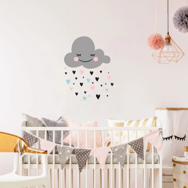 Ambiance Sticker Muurstickers - Scandinavische liefdeswolk - Transparante achtergrond - 155x120cm Multi color