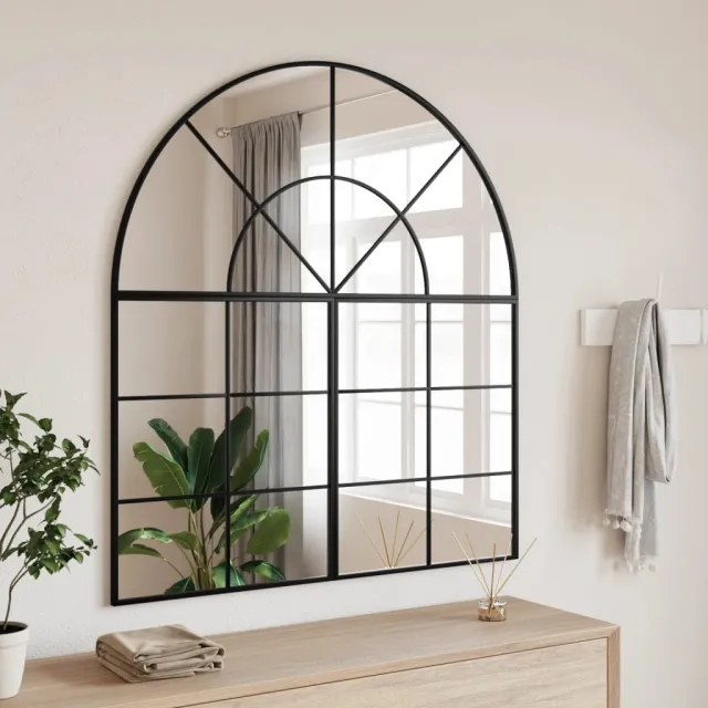 vidaXL Wandspiegel boog 100x110 cm ijzer zwart